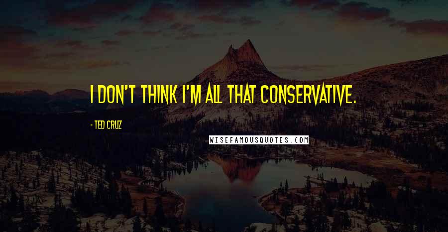 Ted Cruz Quotes: I don't think I'm all that conservative.