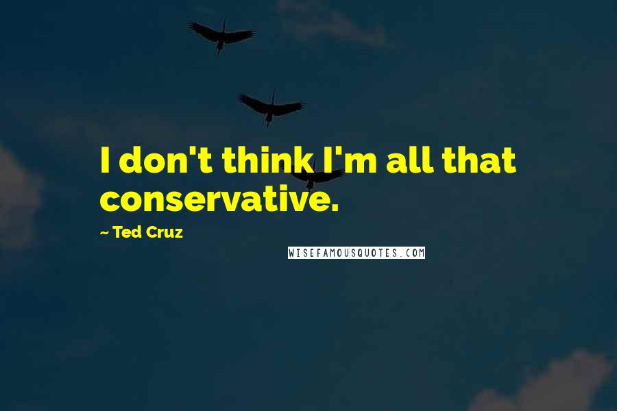 Ted Cruz Quotes: I don't think I'm all that conservative.