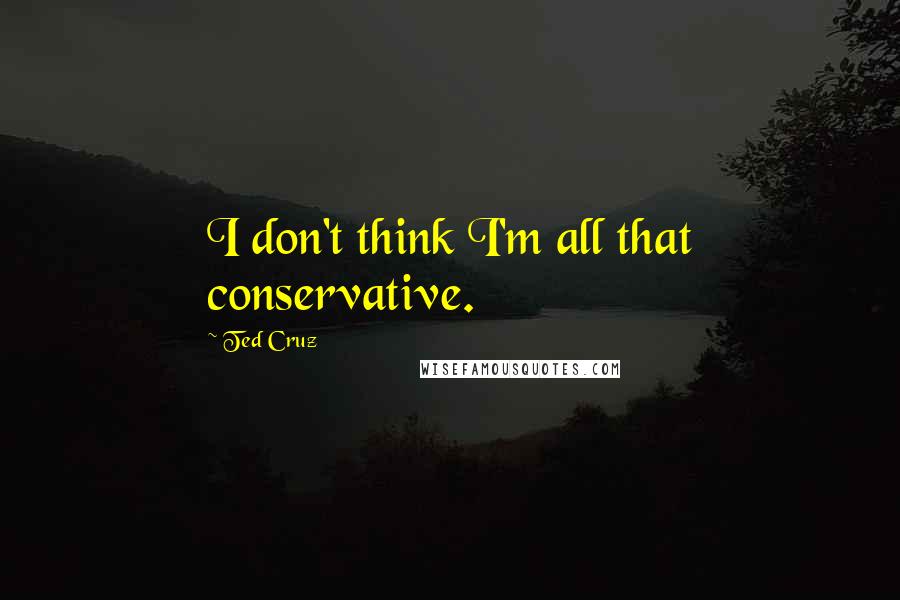 Ted Cruz Quotes: I don't think I'm all that conservative.