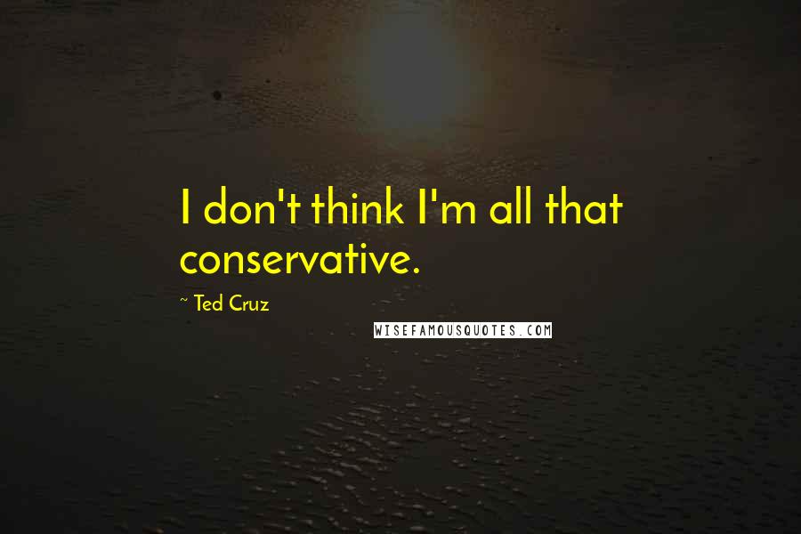 Ted Cruz Quotes: I don't think I'm all that conservative.