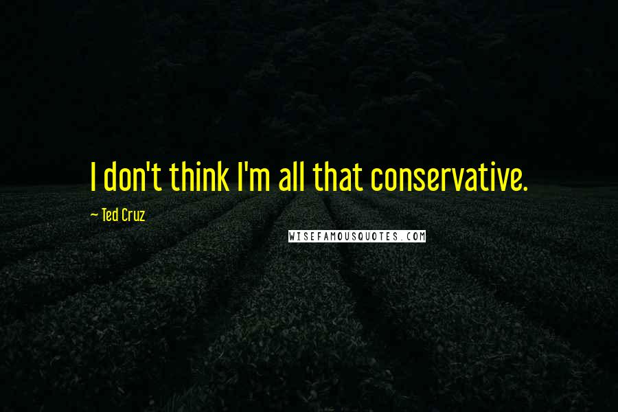 Ted Cruz Quotes: I don't think I'm all that conservative.