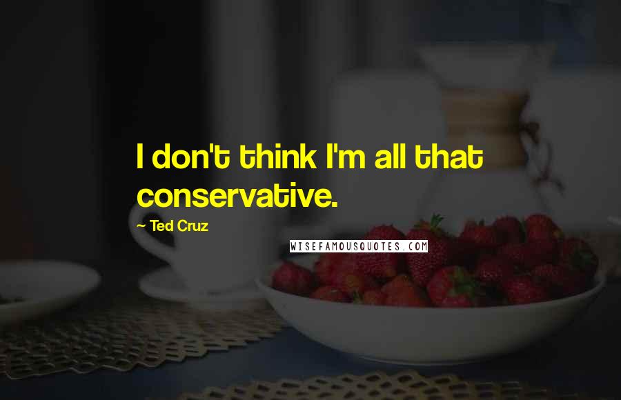 Ted Cruz Quotes: I don't think I'm all that conservative.