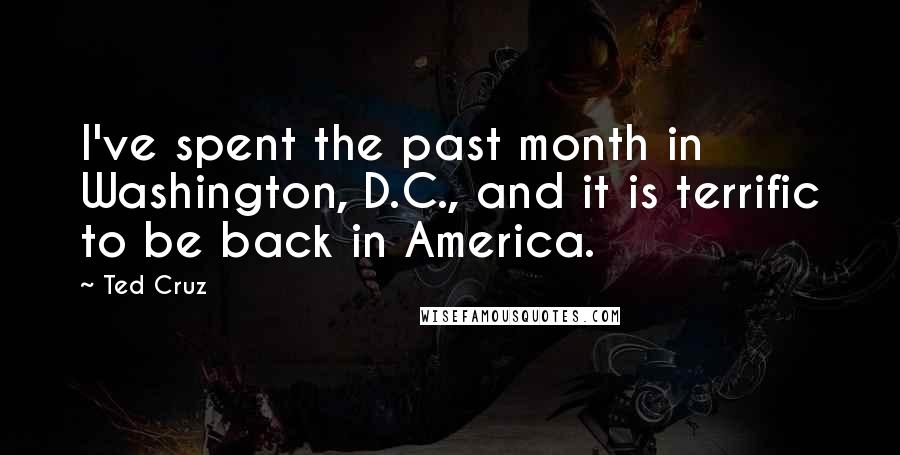 Ted Cruz Quotes: I've spent the past month in Washington, D.C., and it is terrific to be back in America.