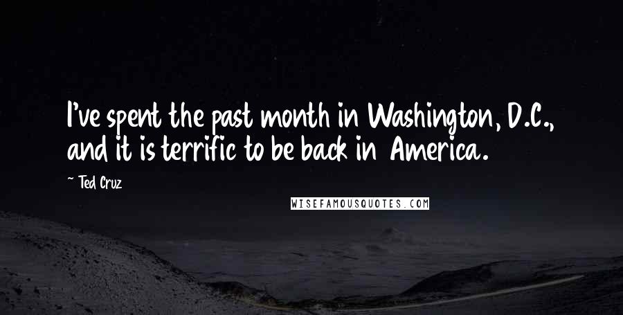 Ted Cruz Quotes: I've spent the past month in Washington, D.C., and it is terrific to be back in America.