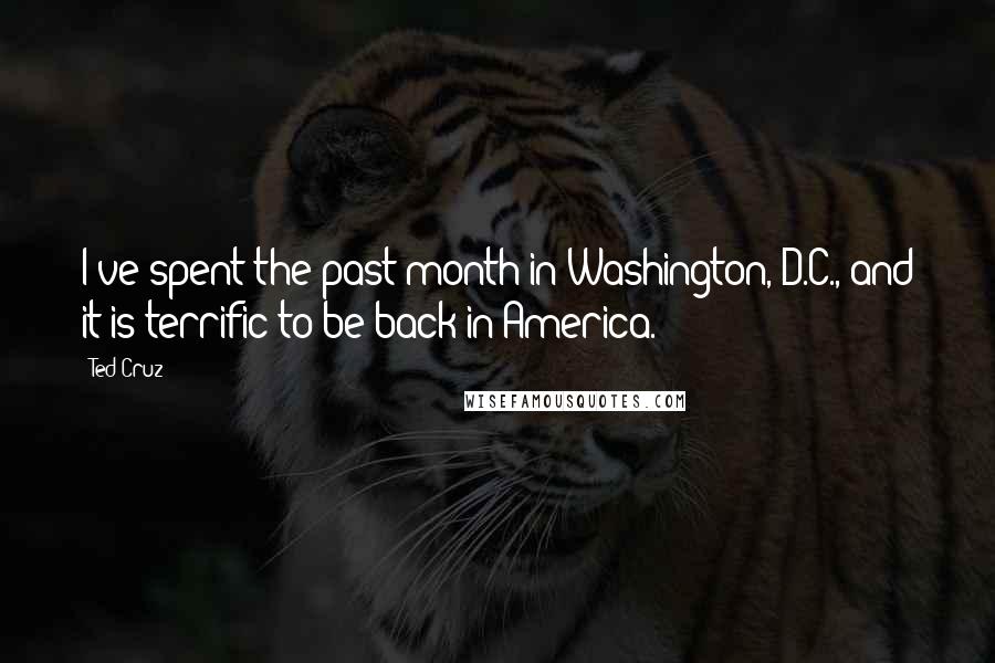 Ted Cruz Quotes: I've spent the past month in Washington, D.C., and it is terrific to be back in America.