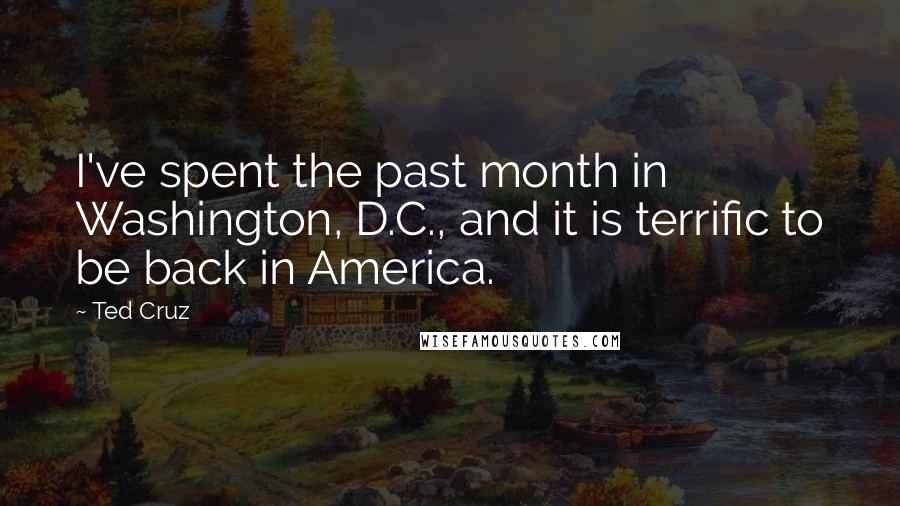 Ted Cruz Quotes: I've spent the past month in Washington, D.C., and it is terrific to be back in America.