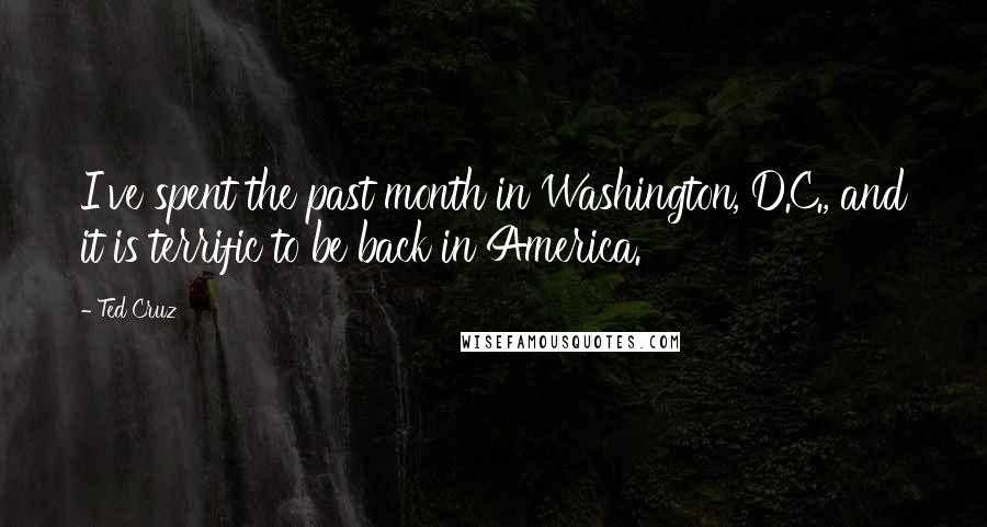 Ted Cruz Quotes: I've spent the past month in Washington, D.C., and it is terrific to be back in America.
