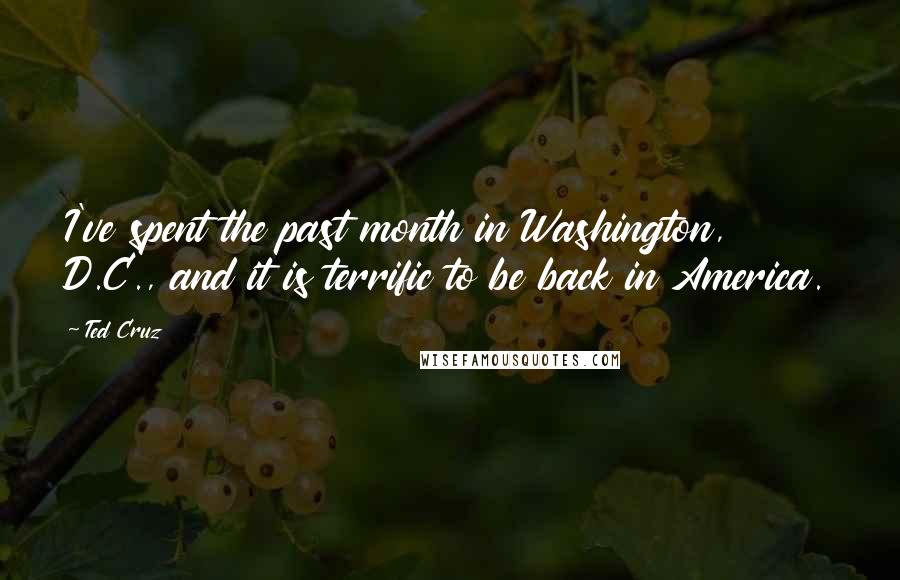 Ted Cruz Quotes: I've spent the past month in Washington, D.C., and it is terrific to be back in America.