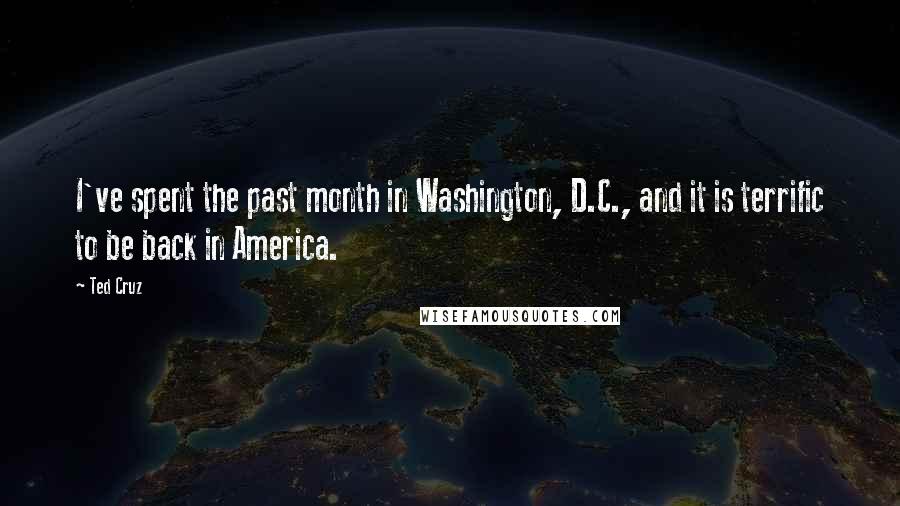 Ted Cruz Quotes: I've spent the past month in Washington, D.C., and it is terrific to be back in America.