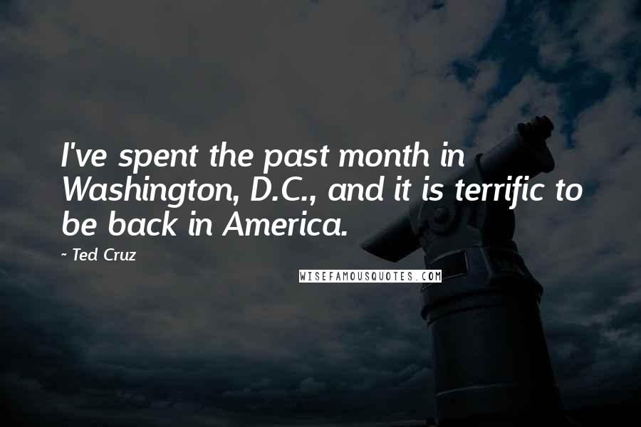 Ted Cruz Quotes: I've spent the past month in Washington, D.C., and it is terrific to be back in America.