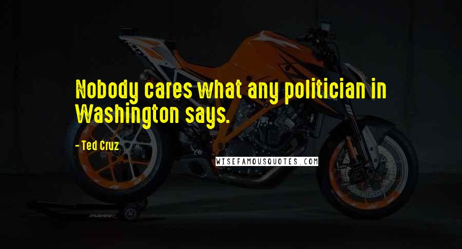 Ted Cruz Quotes: Nobody cares what any politician in Washington says.