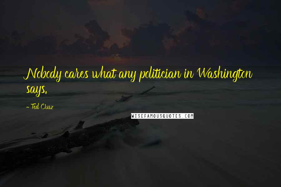 Ted Cruz Quotes: Nobody cares what any politician in Washington says.