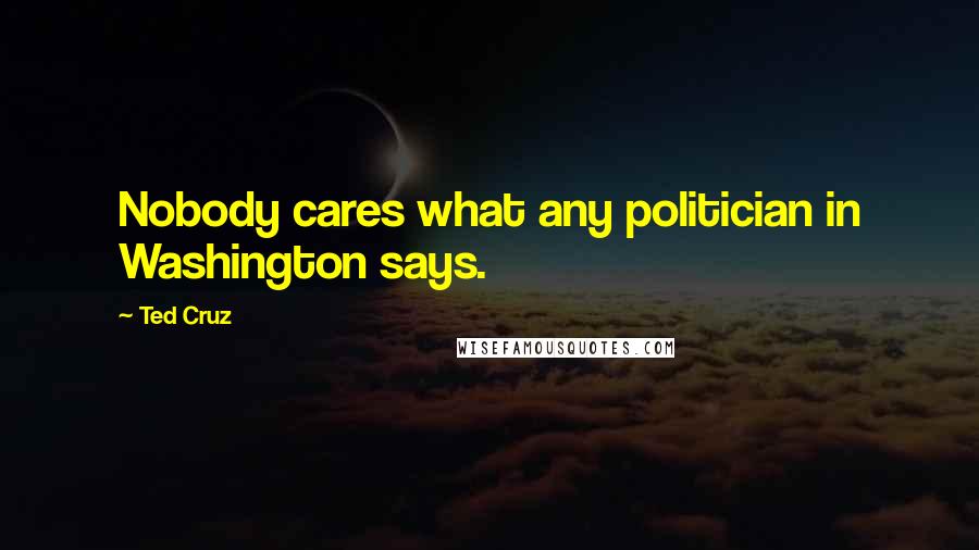 Ted Cruz Quotes: Nobody cares what any politician in Washington says.