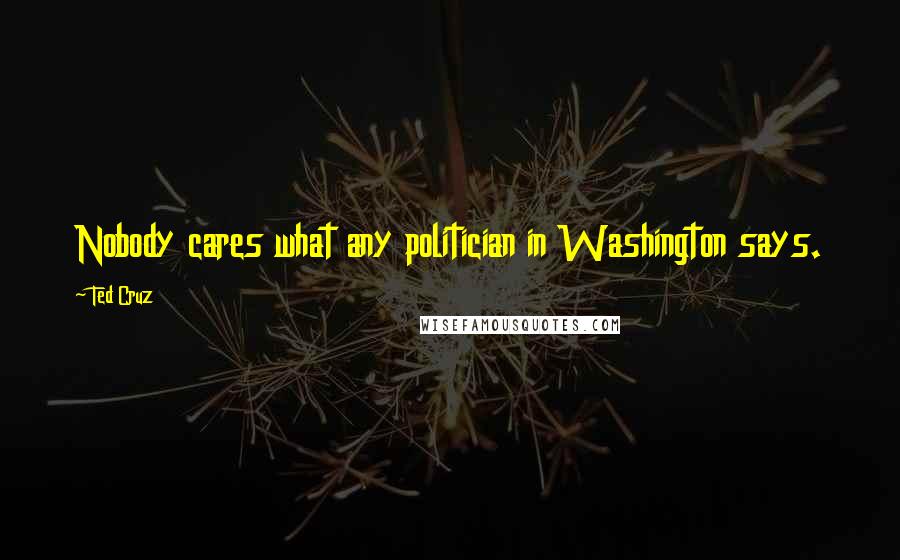 Ted Cruz Quotes: Nobody cares what any politician in Washington says.