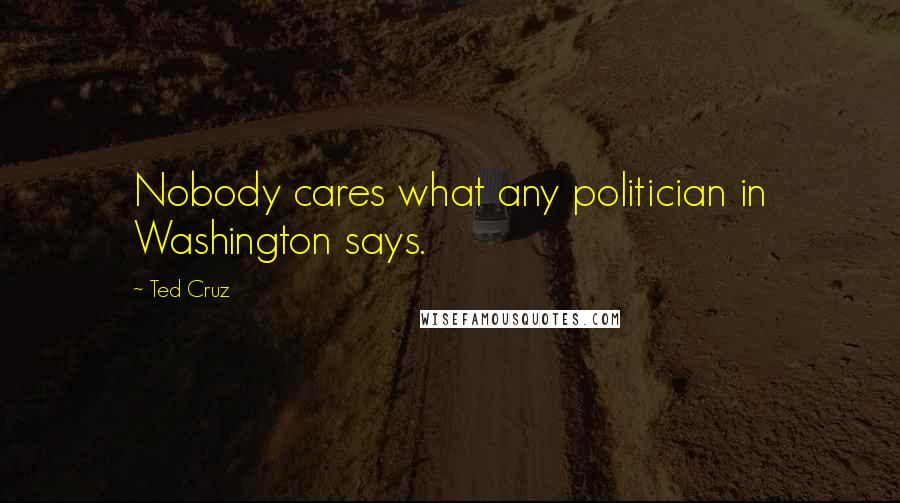Ted Cruz Quotes: Nobody cares what any politician in Washington says.