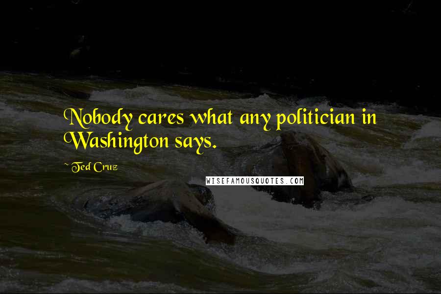 Ted Cruz Quotes: Nobody cares what any politician in Washington says.