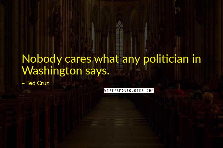 Ted Cruz Quotes: Nobody cares what any politician in Washington says.