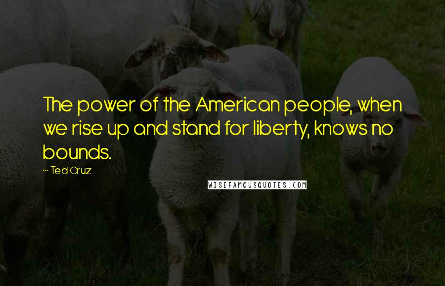 Ted Cruz Quotes: The power of the American people, when we rise up and stand for liberty, knows no bounds.