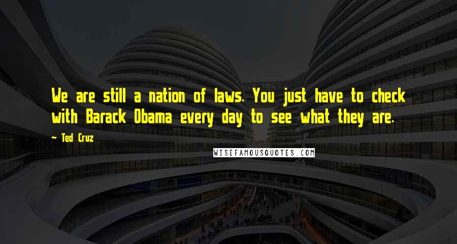 Ted Cruz Quotes: We are still a nation of laws. You just have to check with Barack Obama every day to see what they are.