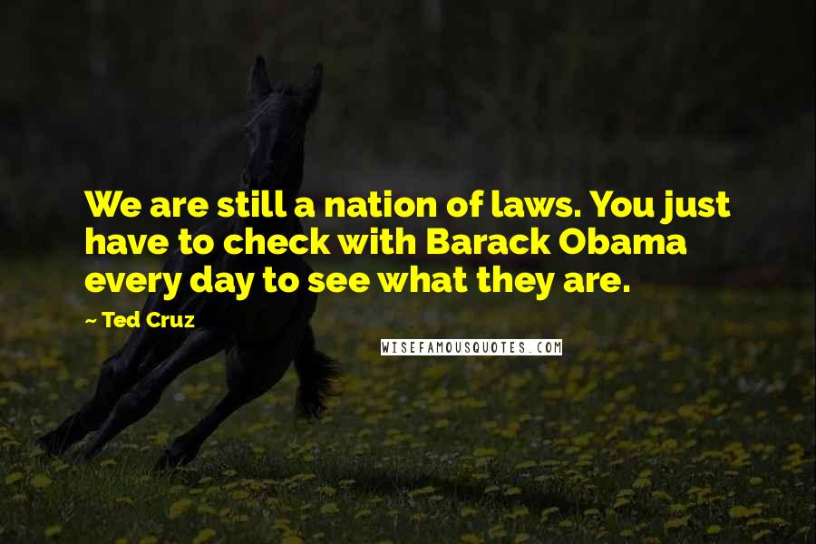 Ted Cruz Quotes: We are still a nation of laws. You just have to check with Barack Obama every day to see what they are.