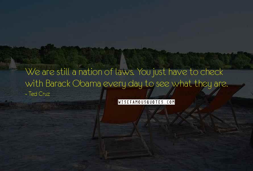 Ted Cruz Quotes: We are still a nation of laws. You just have to check with Barack Obama every day to see what they are.