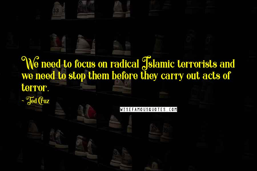 Ted Cruz Quotes: We need to focus on radical Islamic terrorists and we need to stop them before they carry out acts of terror.