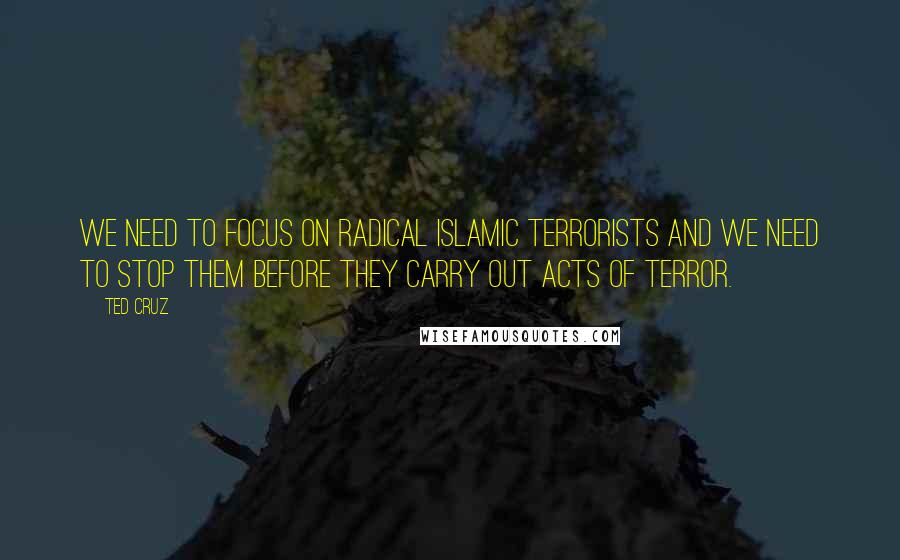 Ted Cruz Quotes: We need to focus on radical Islamic terrorists and we need to stop them before they carry out acts of terror.