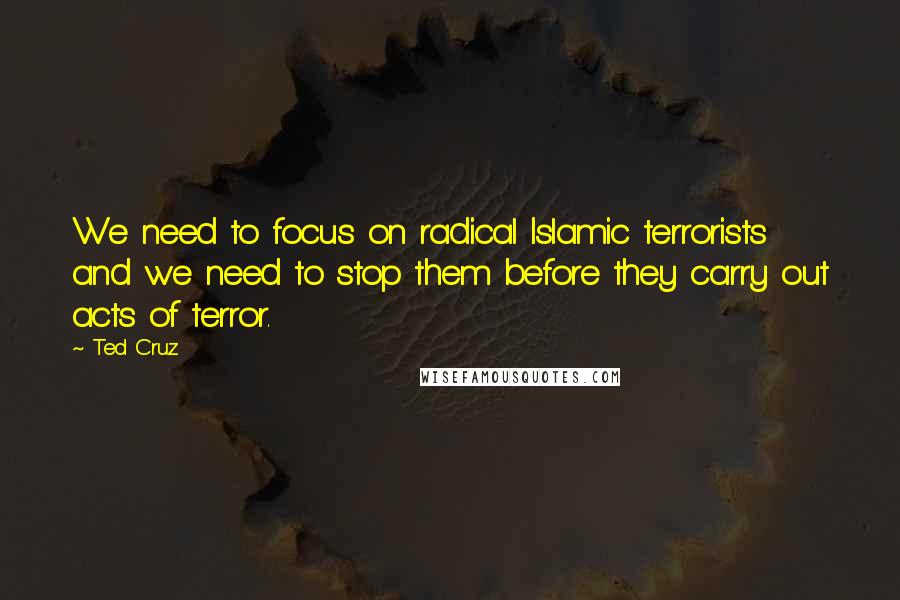 Ted Cruz Quotes: We need to focus on radical Islamic terrorists and we need to stop them before they carry out acts of terror.