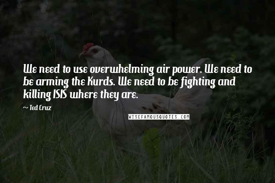 Ted Cruz Quotes: We need to use overwhelming air power. We need to be arming the Kurds. We need to be fighting and killing ISIS where they are.