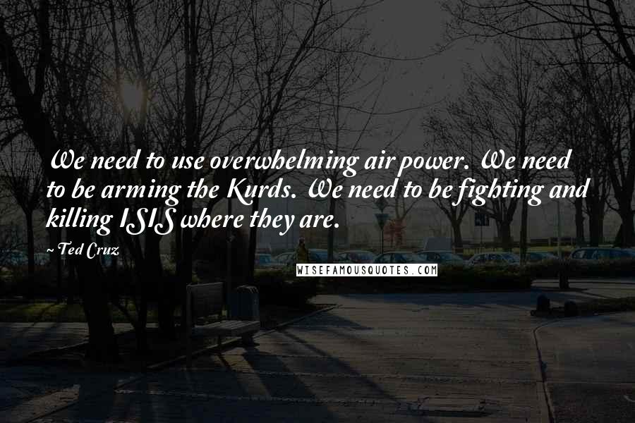 Ted Cruz Quotes: We need to use overwhelming air power. We need to be arming the Kurds. We need to be fighting and killing ISIS where they are.