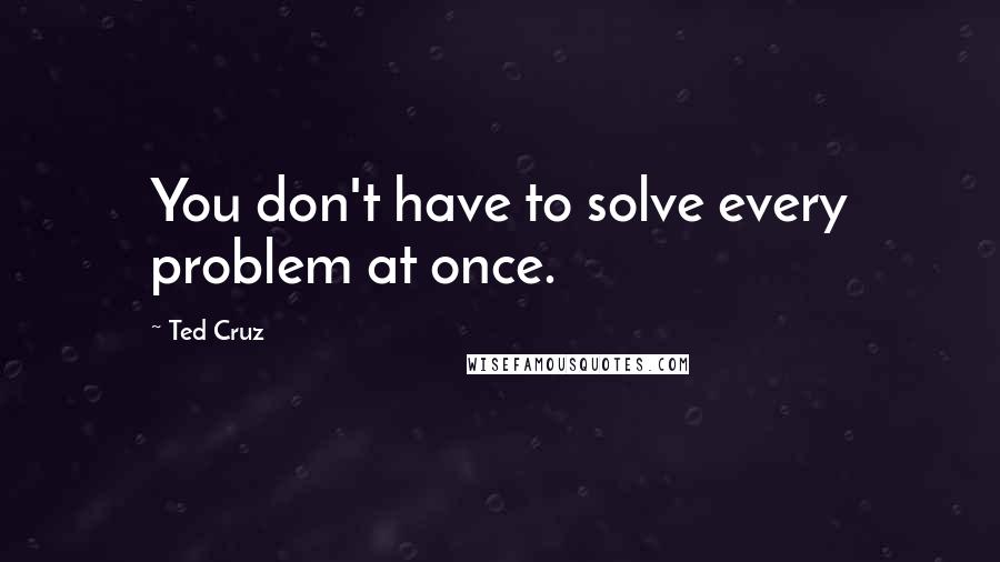 Ted Cruz Quotes: You don't have to solve every problem at once.