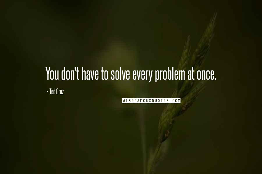Ted Cruz Quotes: You don't have to solve every problem at once.