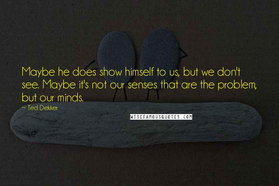 Ted Dekker Quotes: Maybe he does show himself to us, but we don't see. Maybe it's not our senses that are the problem, but our minds.