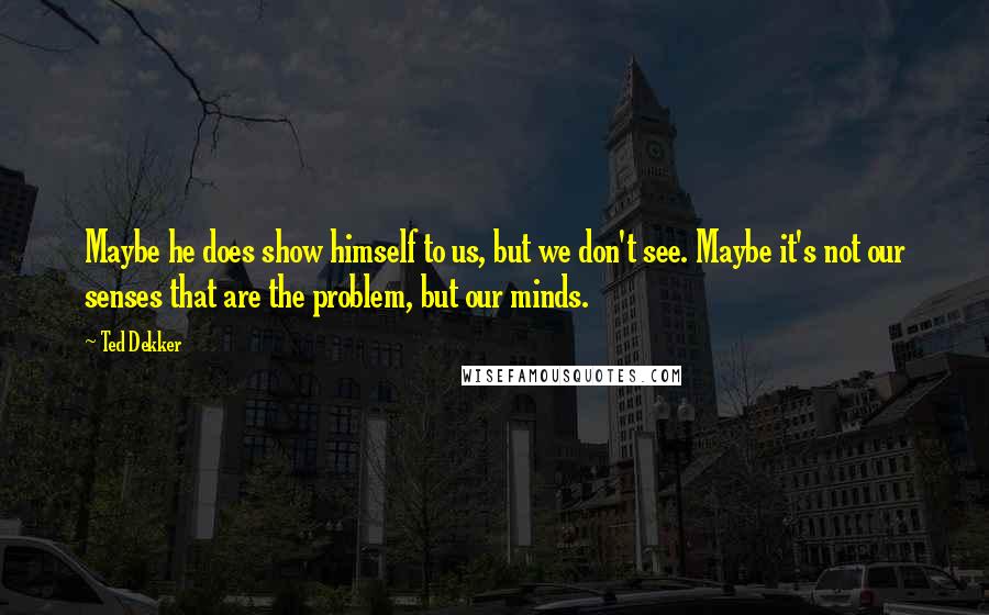 Ted Dekker Quotes: Maybe he does show himself to us, but we don't see. Maybe it's not our senses that are the problem, but our minds.