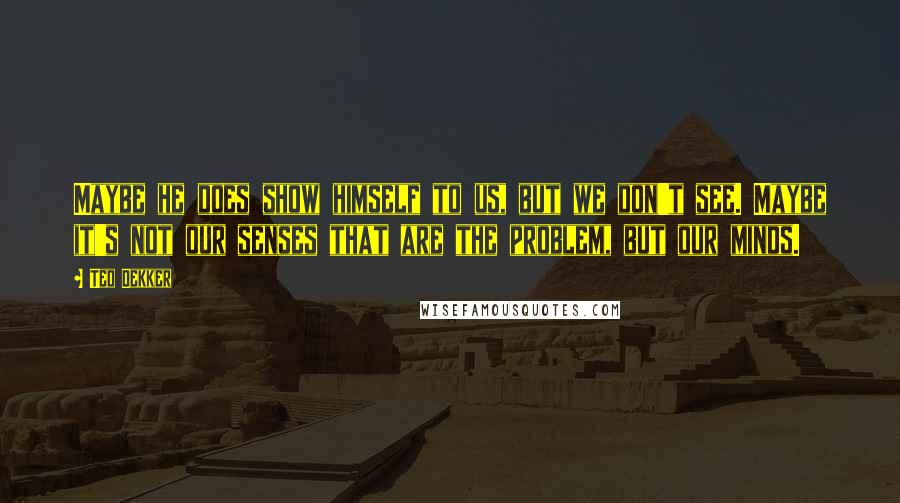 Ted Dekker Quotes: Maybe he does show himself to us, but we don't see. Maybe it's not our senses that are the problem, but our minds.