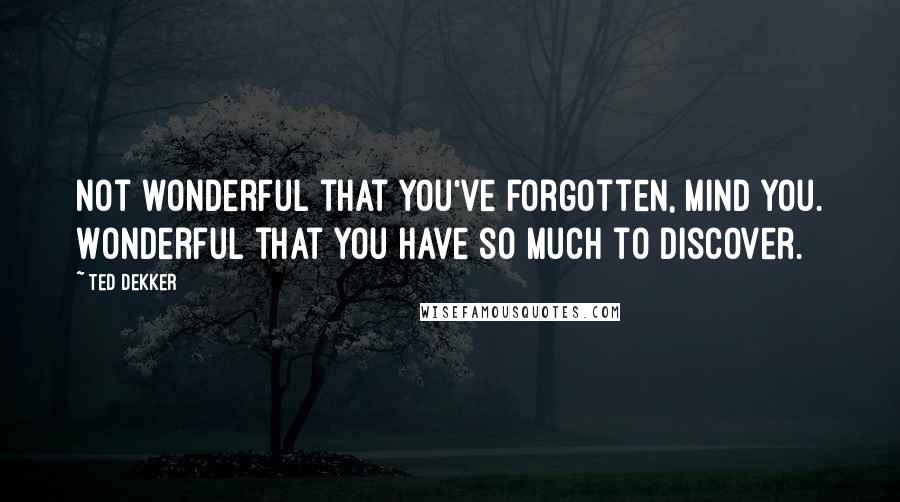 Ted Dekker Quotes: Not wonderful that you've forgotten, mind you. Wonderful that you have so much to discover.