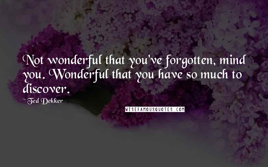 Ted Dekker Quotes: Not wonderful that you've forgotten, mind you. Wonderful that you have so much to discover.