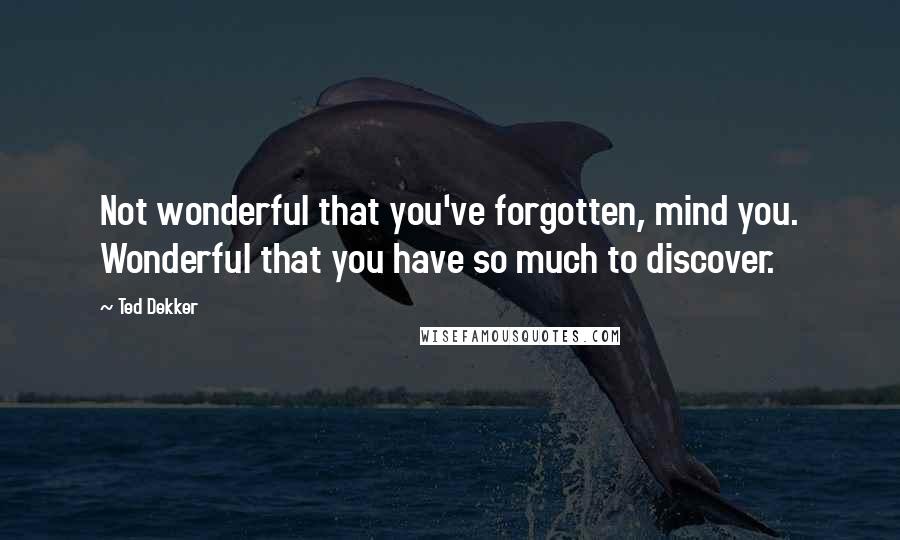 Ted Dekker Quotes: Not wonderful that you've forgotten, mind you. Wonderful that you have so much to discover.