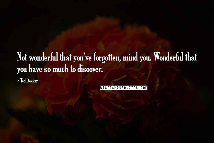 Ted Dekker Quotes: Not wonderful that you've forgotten, mind you. Wonderful that you have so much to discover.