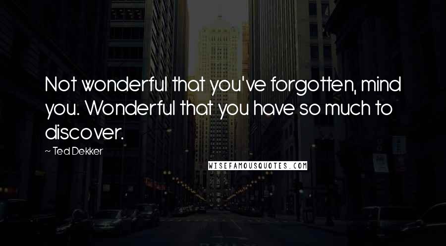 Ted Dekker Quotes: Not wonderful that you've forgotten, mind you. Wonderful that you have so much to discover.