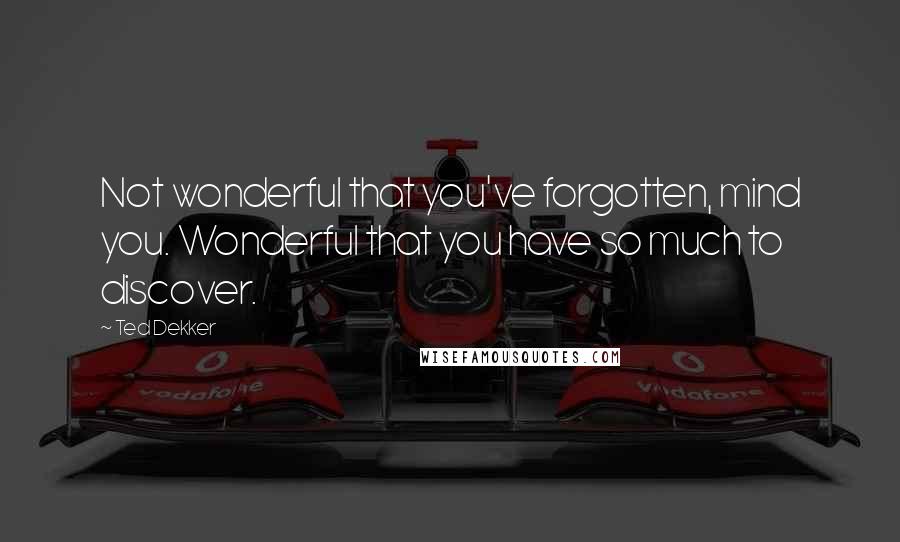 Ted Dekker Quotes: Not wonderful that you've forgotten, mind you. Wonderful that you have so much to discover.