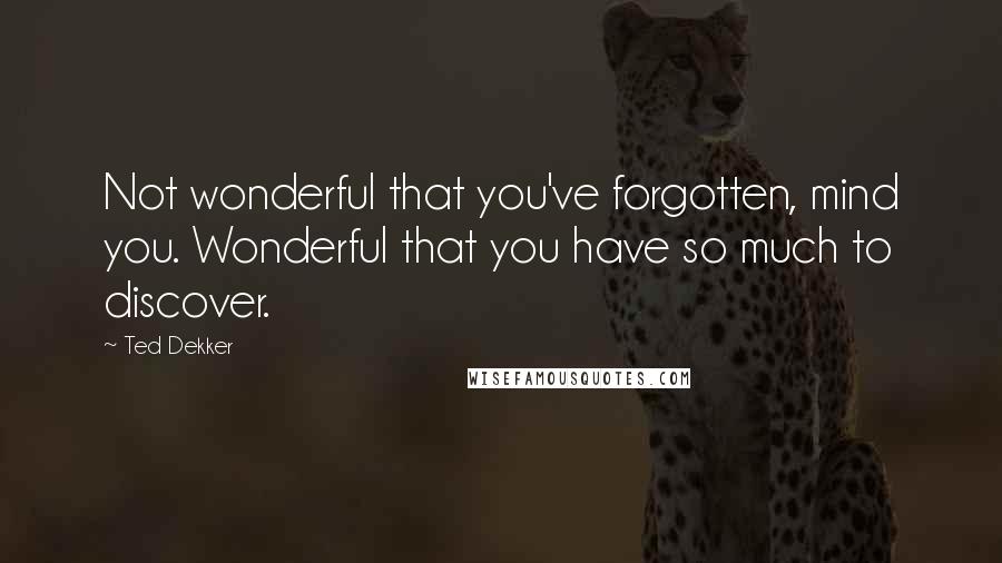 Ted Dekker Quotes: Not wonderful that you've forgotten, mind you. Wonderful that you have so much to discover.