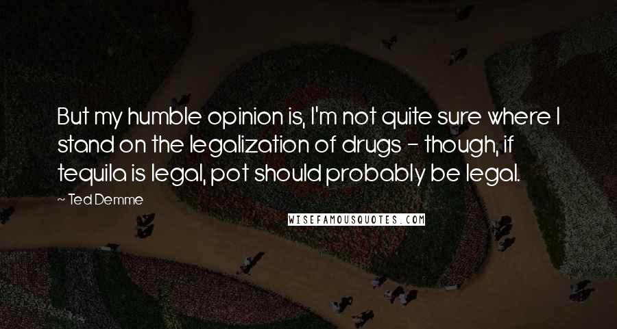 Ted Demme Quotes: But my humble opinion is, I'm not quite sure where I stand on the legalization of drugs - though, if tequila is legal, pot should probably be legal.