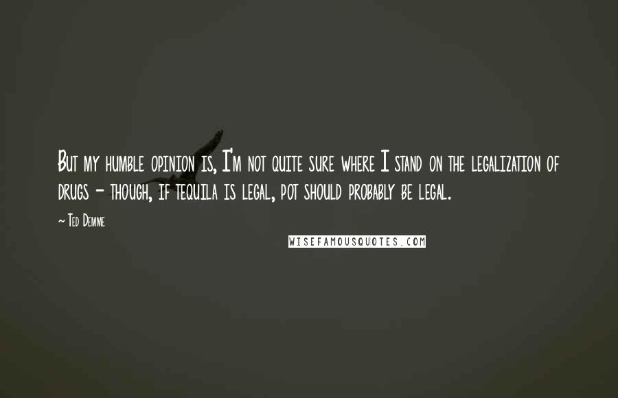Ted Demme Quotes: But my humble opinion is, I'm not quite sure where I stand on the legalization of drugs - though, if tequila is legal, pot should probably be legal.