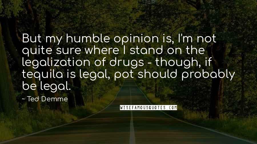 Ted Demme Quotes: But my humble opinion is, I'm not quite sure where I stand on the legalization of drugs - though, if tequila is legal, pot should probably be legal.