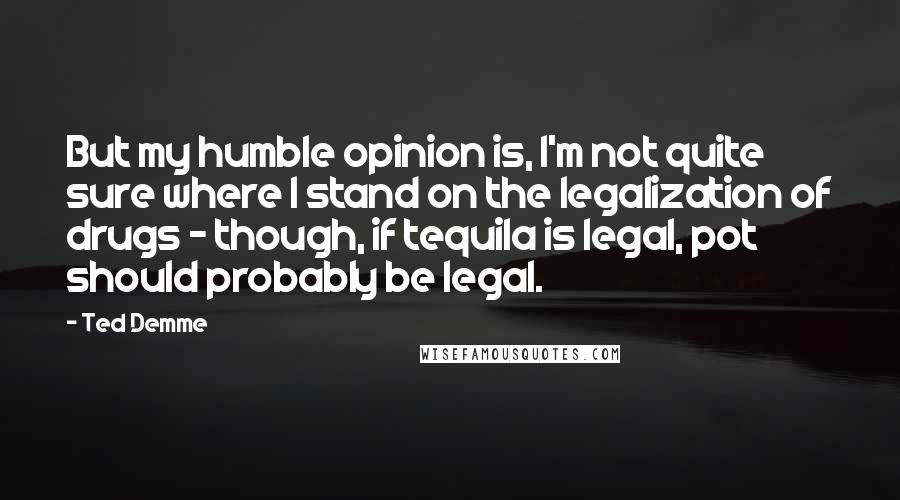 Ted Demme Quotes: But my humble opinion is, I'm not quite sure where I stand on the legalization of drugs - though, if tequila is legal, pot should probably be legal.