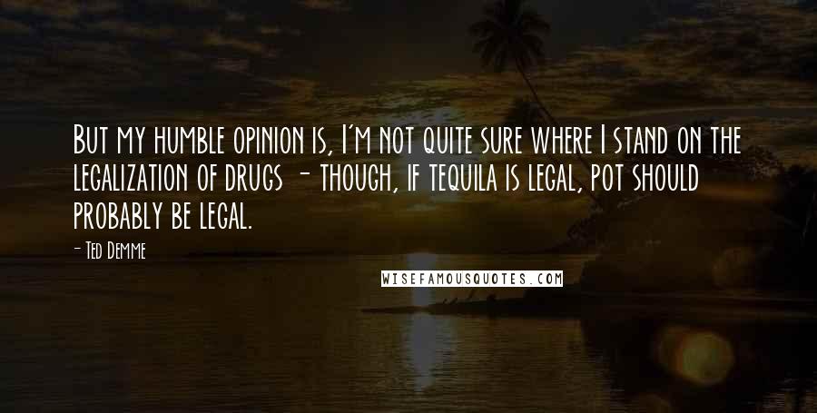 Ted Demme Quotes: But my humble opinion is, I'm not quite sure where I stand on the legalization of drugs - though, if tequila is legal, pot should probably be legal.