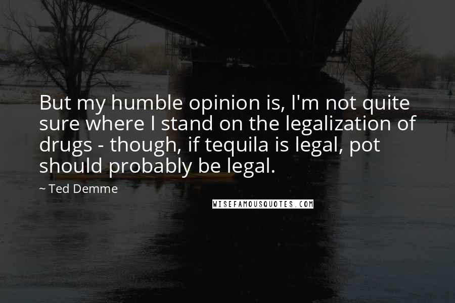 Ted Demme Quotes: But my humble opinion is, I'm not quite sure where I stand on the legalization of drugs - though, if tequila is legal, pot should probably be legal.
