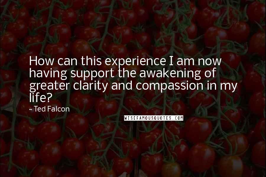 Ted Falcon Quotes: How can this experience I am now having support the awakening of greater clarity and compassion in my life?