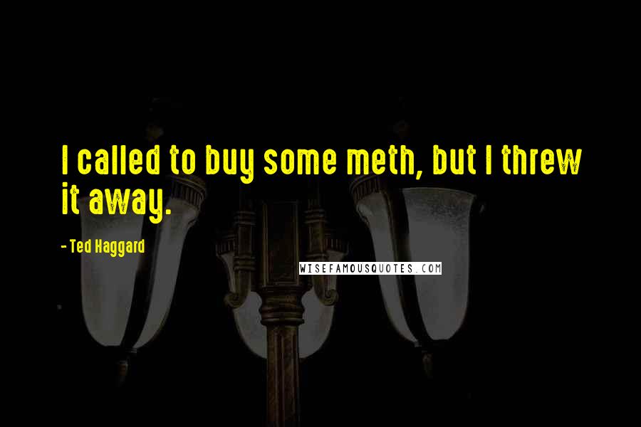 Ted Haggard Quotes: I called to buy some meth, but I threw it away.